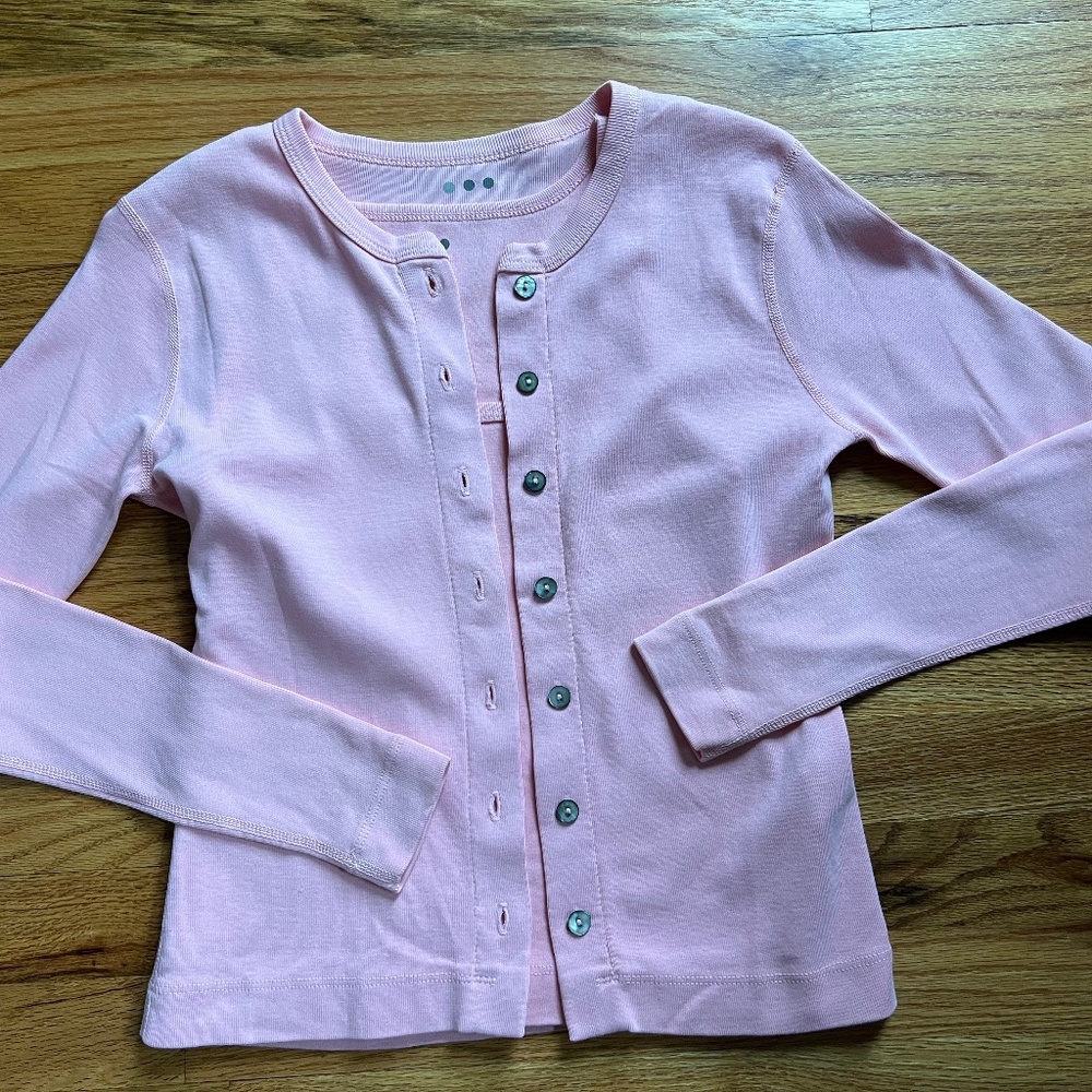 Vintage Three Dots peach 100% cotton cropped camisole cardi twin set NWOT USA!